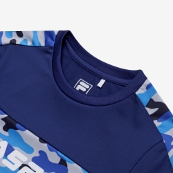 Fila Camo Print - Poikien Poolopaita - Sininen | FI-34205